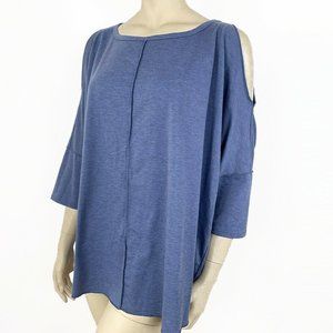 Sunday Cold Shoulder Top XL Short Sleeve Heather Blue Shirt Size X-Large